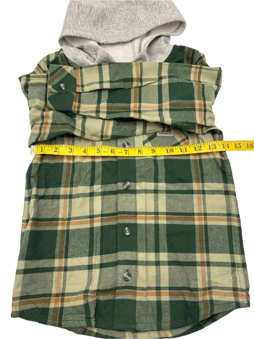 Carhartt Long Sleeve Flannel Button Front Hooded Shirt Jacket Size 6
